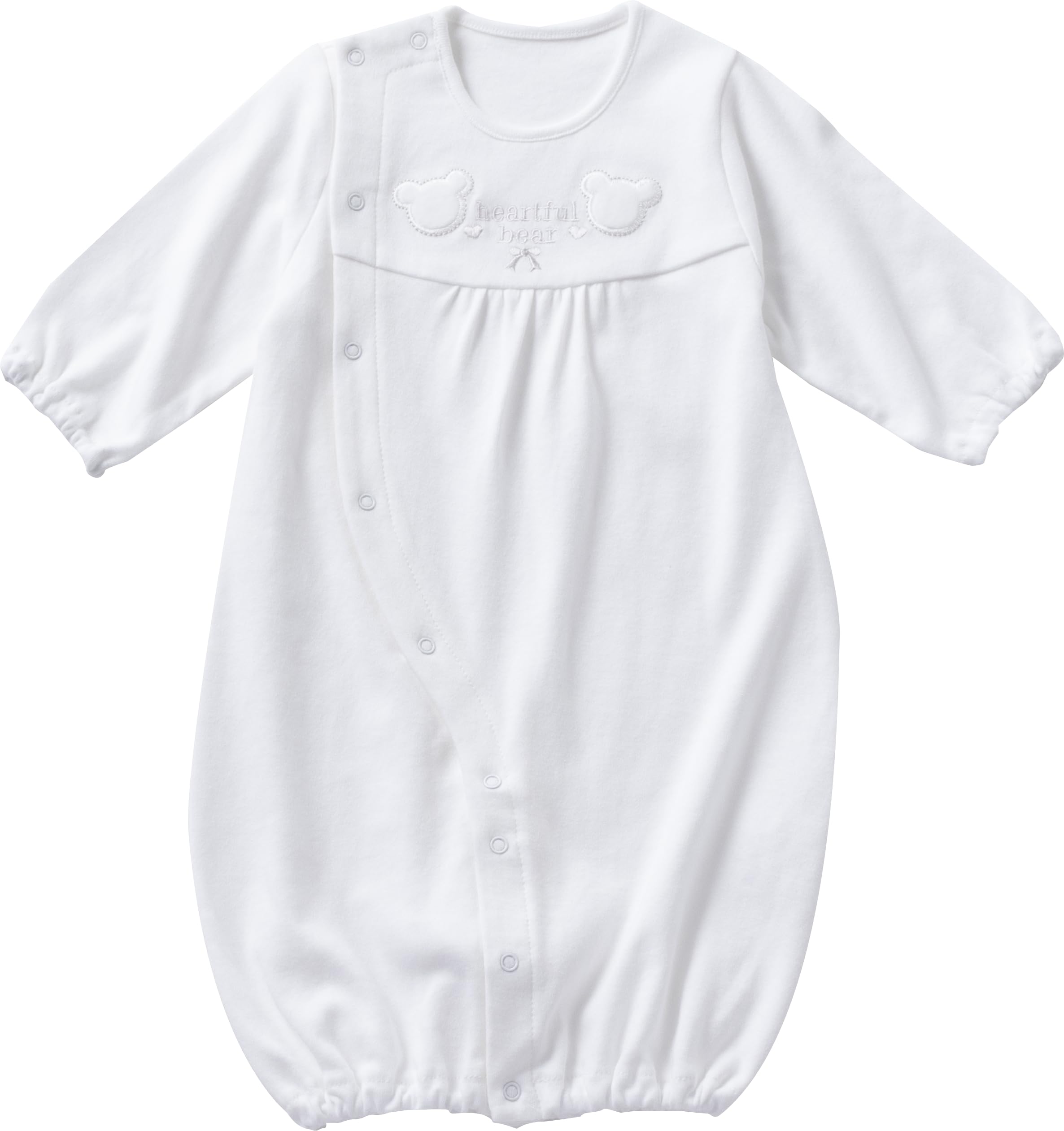 [クリーム デ ココ] 白いクマさん の ツーウェイオール ［股スナップ付け替え/2way］ セレモニー ベビードレス 男の子 女の子 新生児 赤ちゃん あったか 涼しい ベビー服 出産 退院 お宮参り 50-70cm 31501_31502_31503