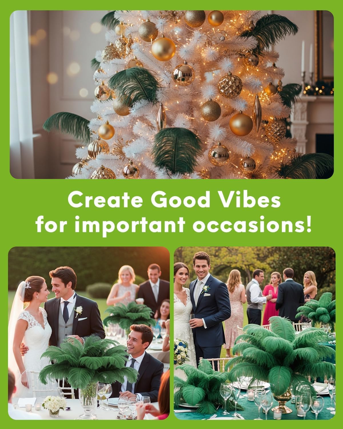 30pcs Dark Green Ostrich Feathers Natural Bulk 13-16in(33-40cm) Vase Craft Wedding Home Party Centerpieces Christmas Day Decoration