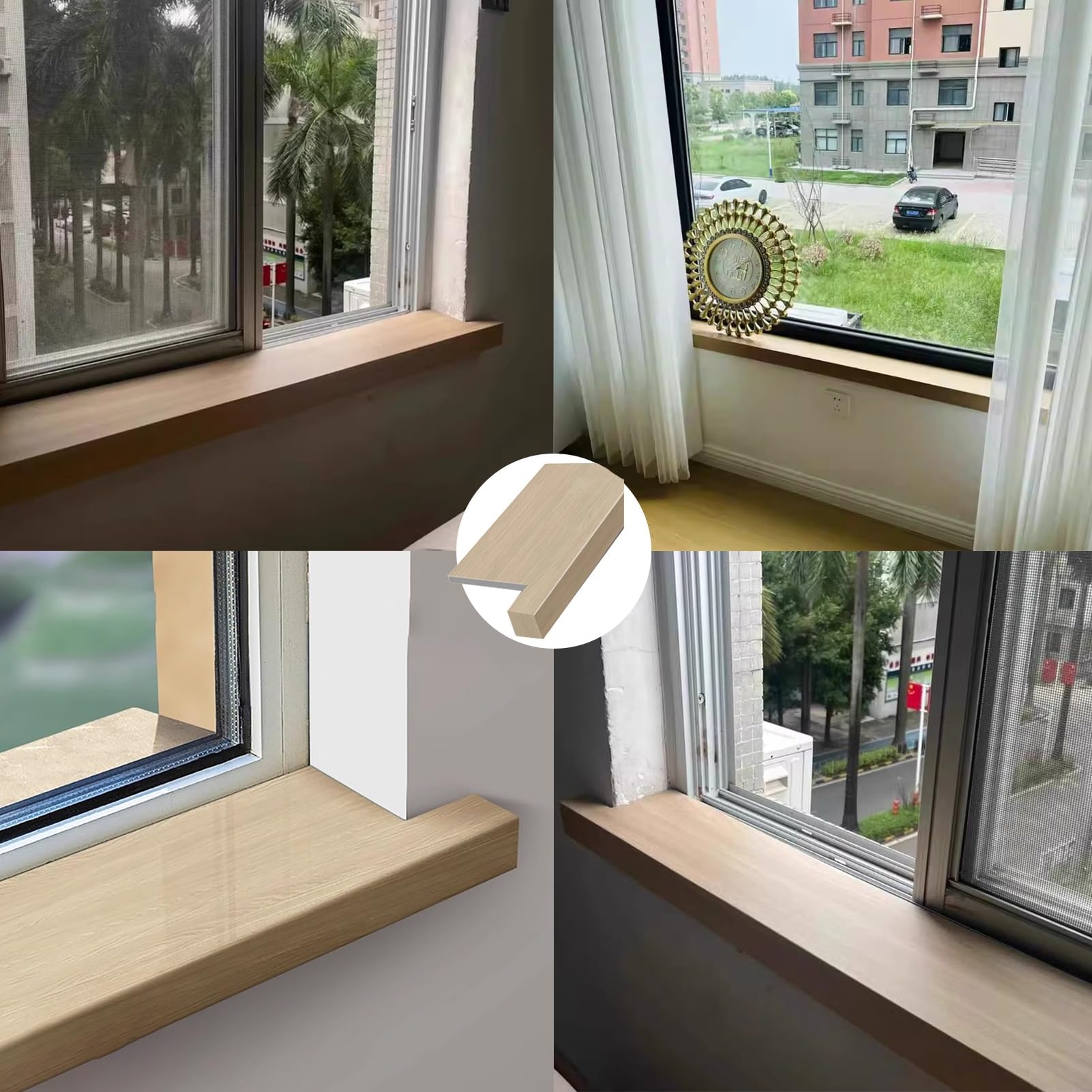 Pokrowiec na parapet okna, 110 x 20 cm / in in x in in / in in, trwałe panele blatowe do przebudowy domu, zamiennik parapetu drewnianego, łatwa instalacja, zaślepki okienne