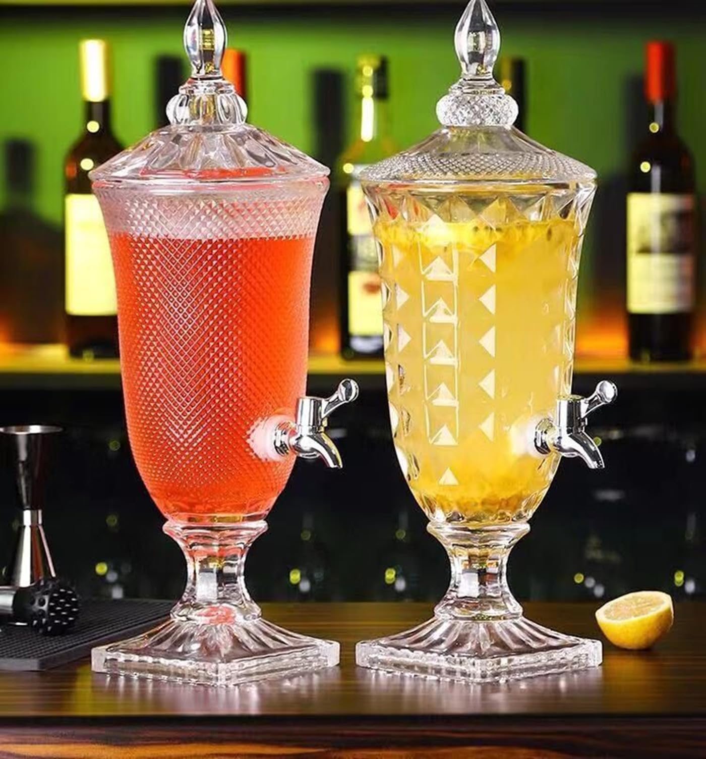 Distributeur de boissons en verre pour fêtes, carafes à liqueur en verre pour fêtes, mariages, limonades, eau froide et plus (A)