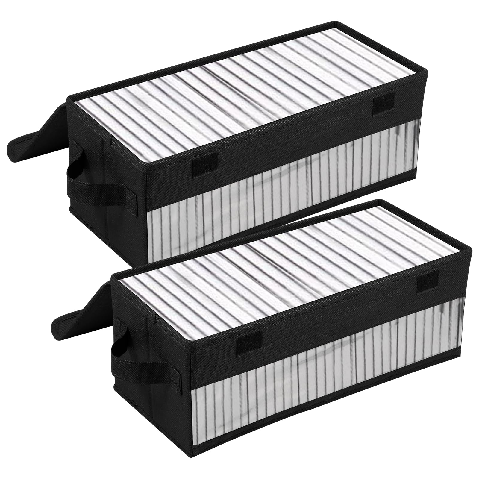 YUNYOUC 2Pack Stackable CD/DVD Storage Box, 36x16x14cm Foldable Disc Media Case Container with Transparent Window, Holds 165 Discs, Storage Boxes for Storing Media Game Discs Books