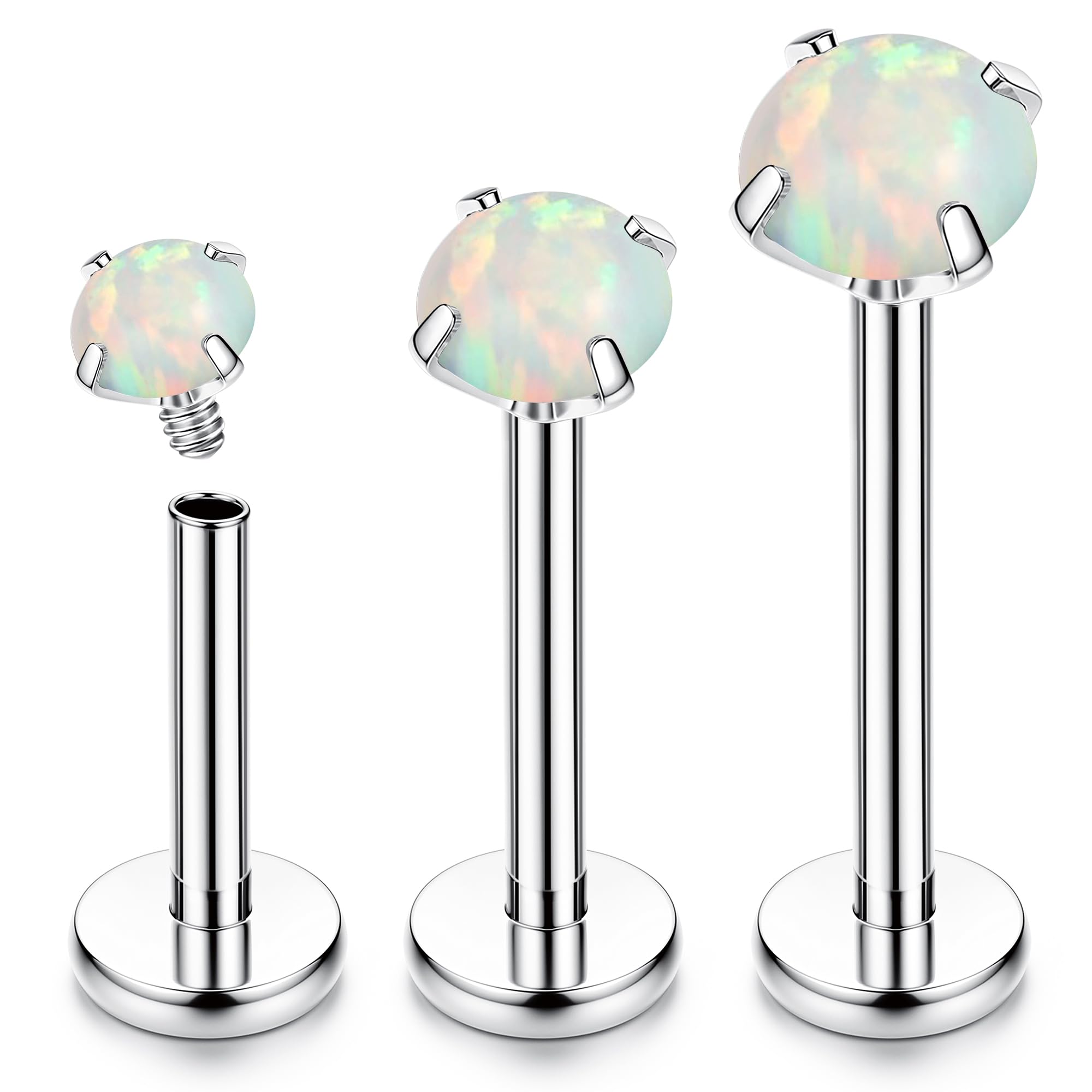 Chriscoco 16G G23 Titanio Piercing Labio Piercing Oreja Piercing Tragus Piercing Nariz CZ Ópalo Labret Monroe Cartílago Helix Piercing 6/8/10MM