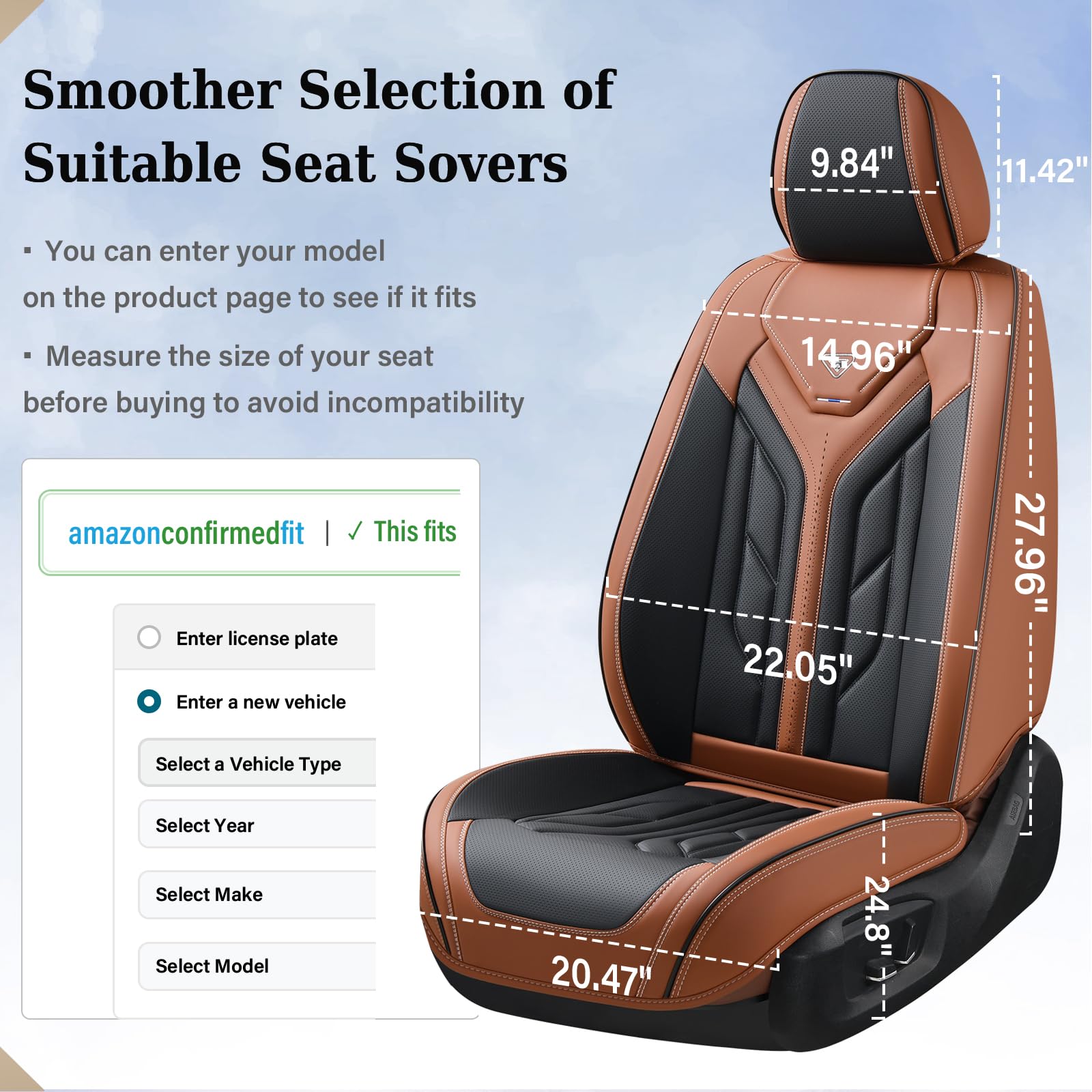 Coverado Seat Covers Car Seat Covers Full Set Leather Seat Covers for Cars Automotive Seat Covers Car Seat — view 9