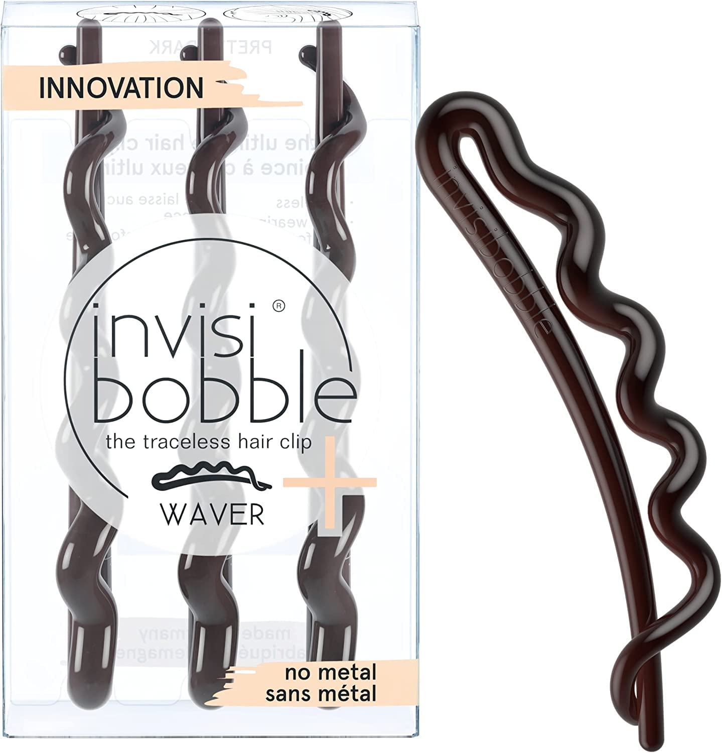 9 x Invisibobble Waver Pretty Dark Brown Strong Grip Hair Clips for Women and Girls, 1 count (Pack of 9) - Image 3