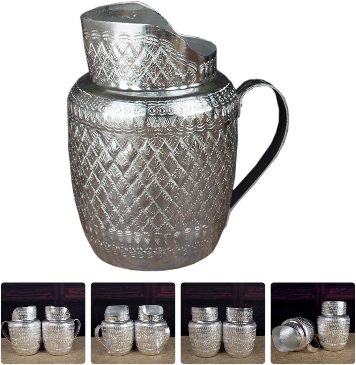 VALICLUD Metal Wine Jug Beverage Pitcher Large Caliber Metal Water Jug with Handle for Home Party and Dining Use