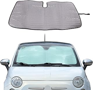 Car Windshield Sunshade UV Ray Reflector Compatible with Fiat 500 2010-2025 Abarth 595 2014-2025 Front Window Sun Shade Shield Cover Foldable Reflective Sun Visor (Style A)