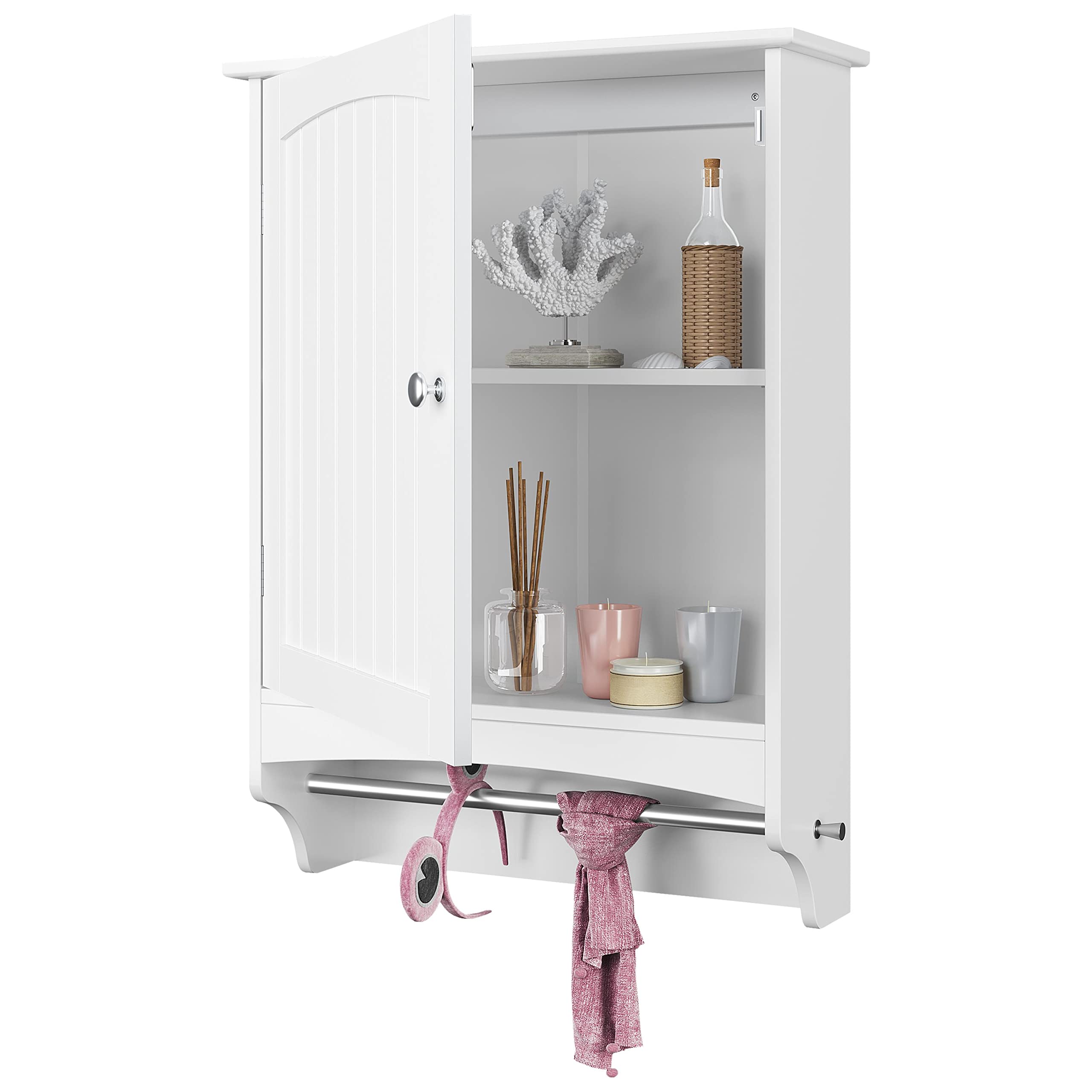 Buy Yaheetech Bathroom Wall Single Door Wooden Medicine Storage Cupboard with Adjustable