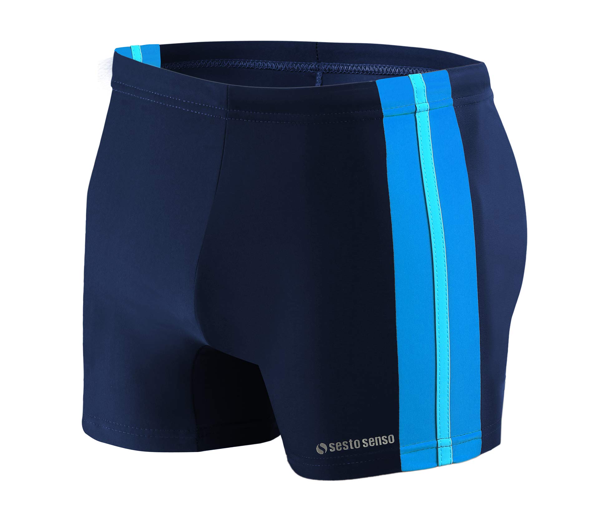Sesto Senso Men's Swim Boxer Shorts Swim Aquashorts Drawstring Beach Shorts BD 382 4XL Dark Blue