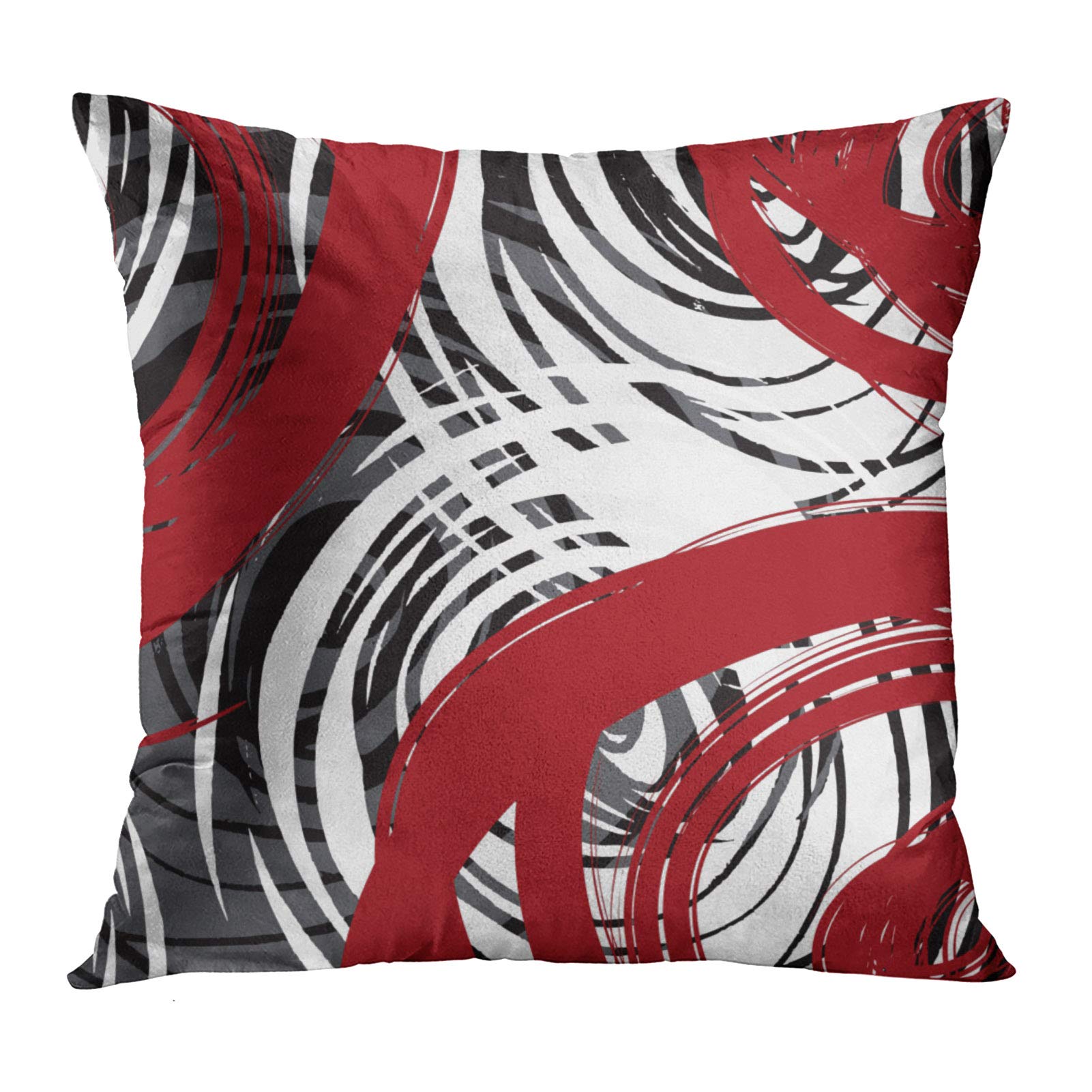 gray and red throw pillows