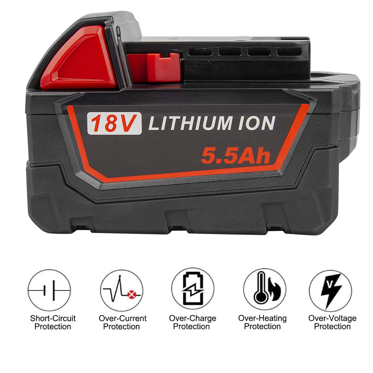 Replacement battery for Milwaukee WK18 18V 5500mAh