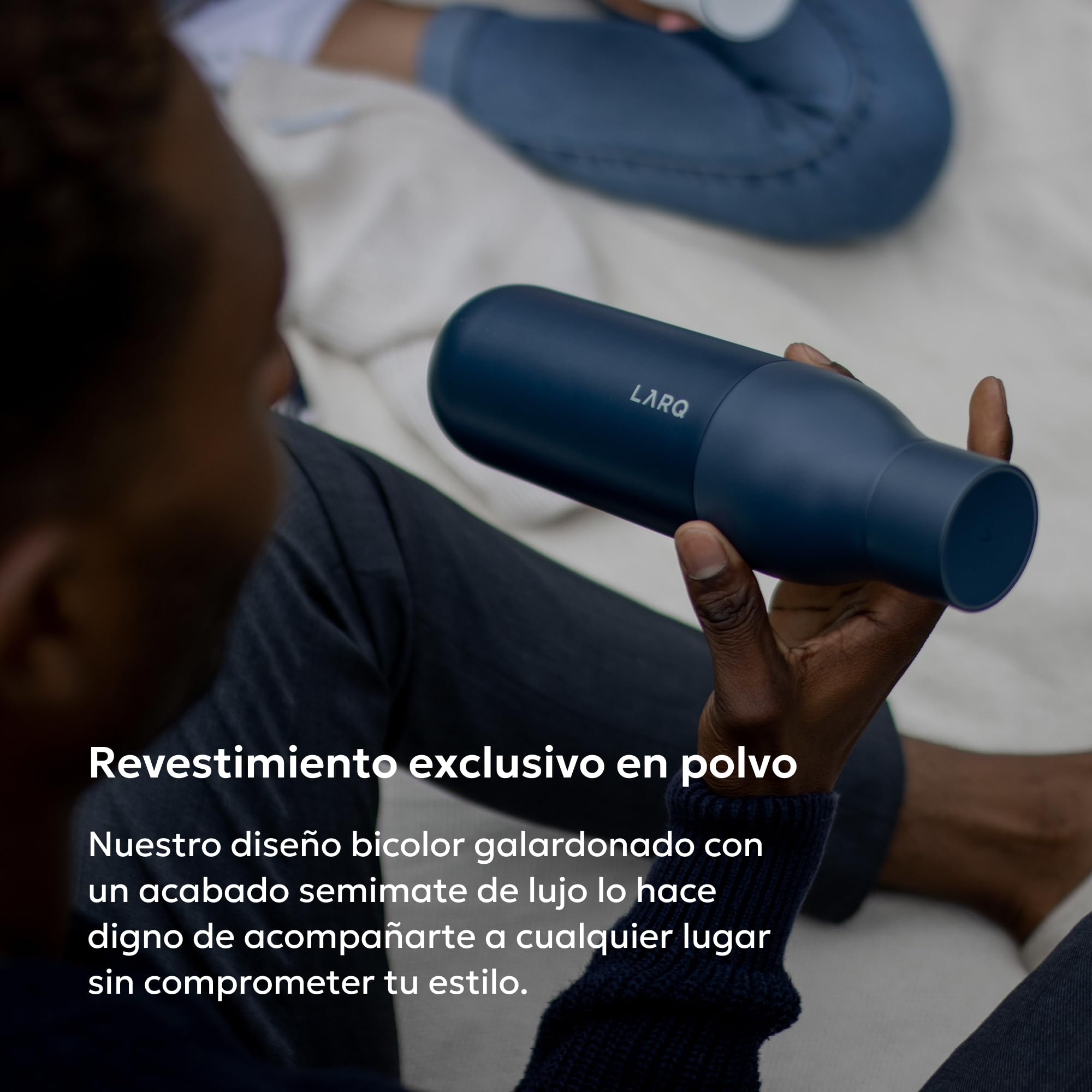 LARQ Bottle Twist Top - Botella de agua de acero inoxidable con aislamiento al vacío y diseño galardonado, termo, 740ml, Monaco Blue