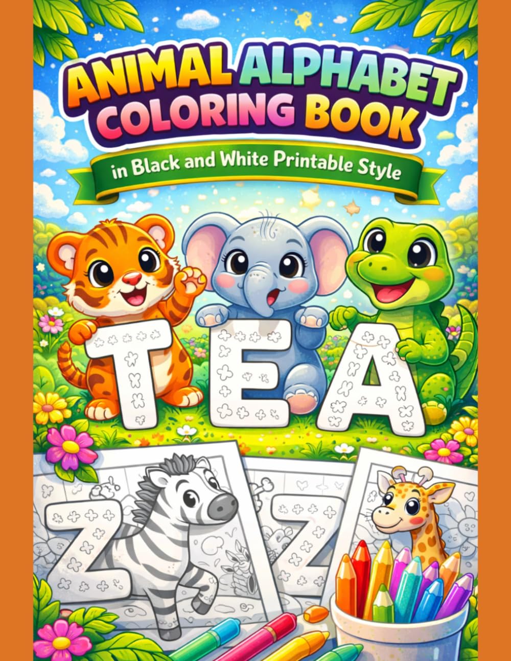 Animal Alphabet Coloring Book: A Fun and Educational A to Z Animal Coloring Book for Toddlers and Preschool Kids (Black and White Printable Style)