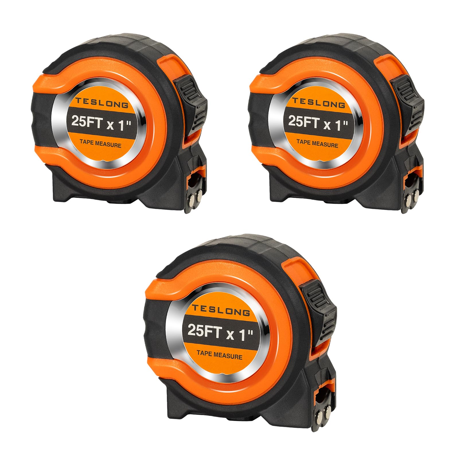 Teslong 3 Pack 25 ft Tape Measure, Retractable Magnetic Measuring Tape, 1/8 Fractions Easy Read Measuring Tape, Self-Locking Tape Measurer with