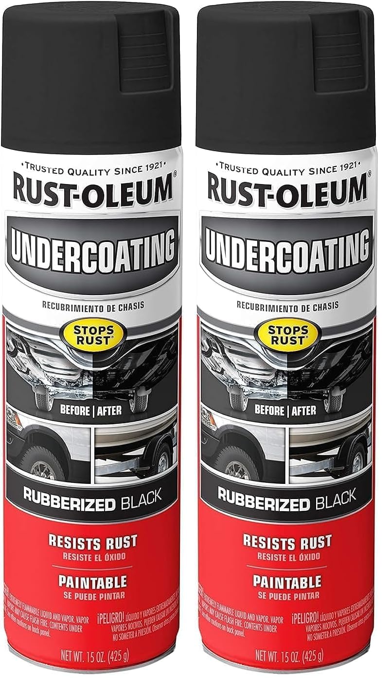 Rust-Oleum 248657 Rubberized Undercoating Spray, 15 oz, Black (Pack of 2)