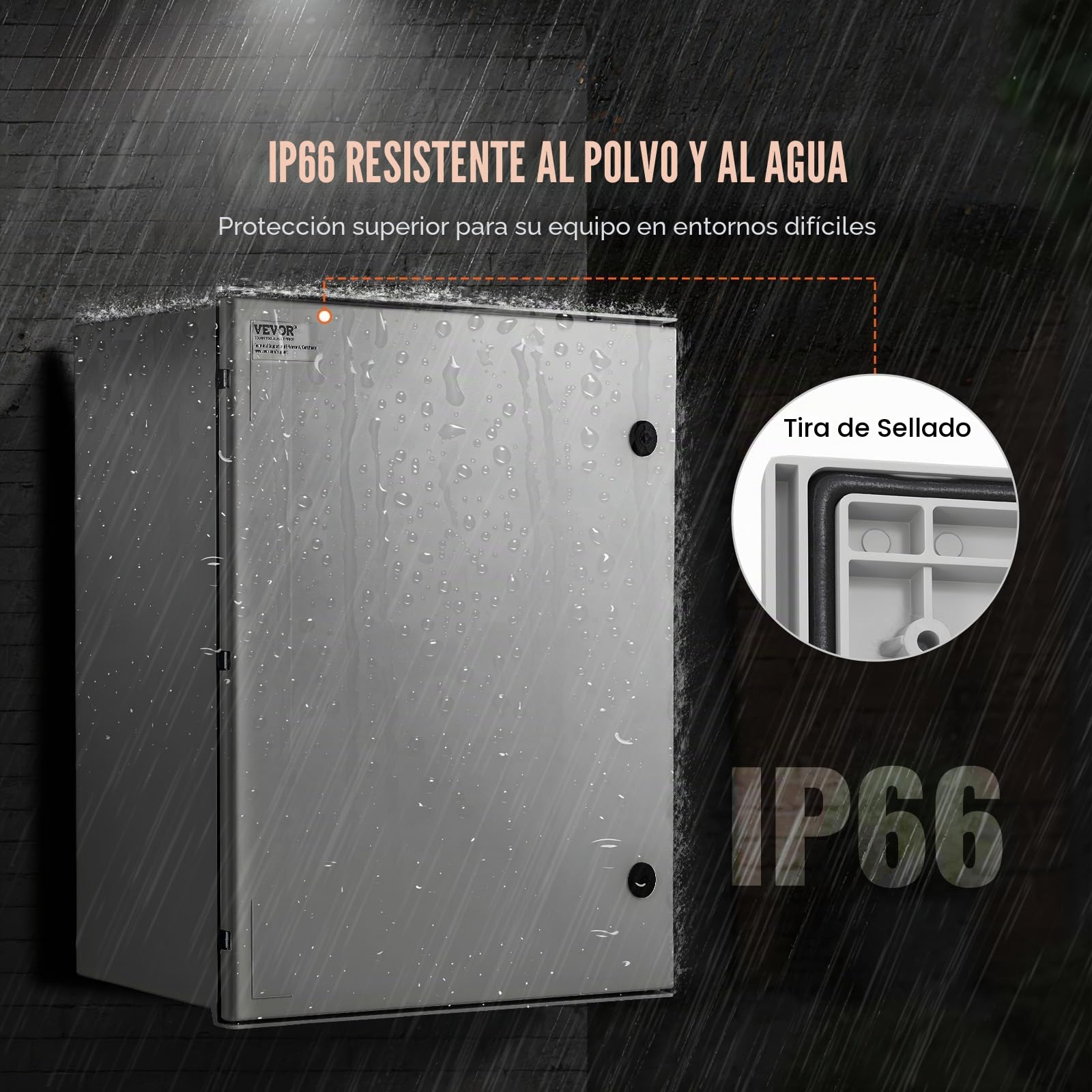 VEVOR Caja NEMA 50 x 40 x 20 cm Caja eléctrica de acero de fibra de vidrio Caja de conexiones con bisagras IP66 impermeable y a prueba de polvo para uso en interiores y exteriores con placa de montaje