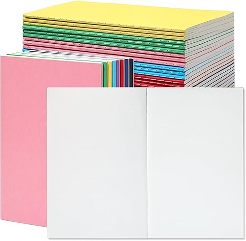 Miniatura 9 de miikoul Paquete de 24 cuadernos rayados A5 a granel, cubierta de papel kraft de colores con rayas universitarias, diario de composición para
