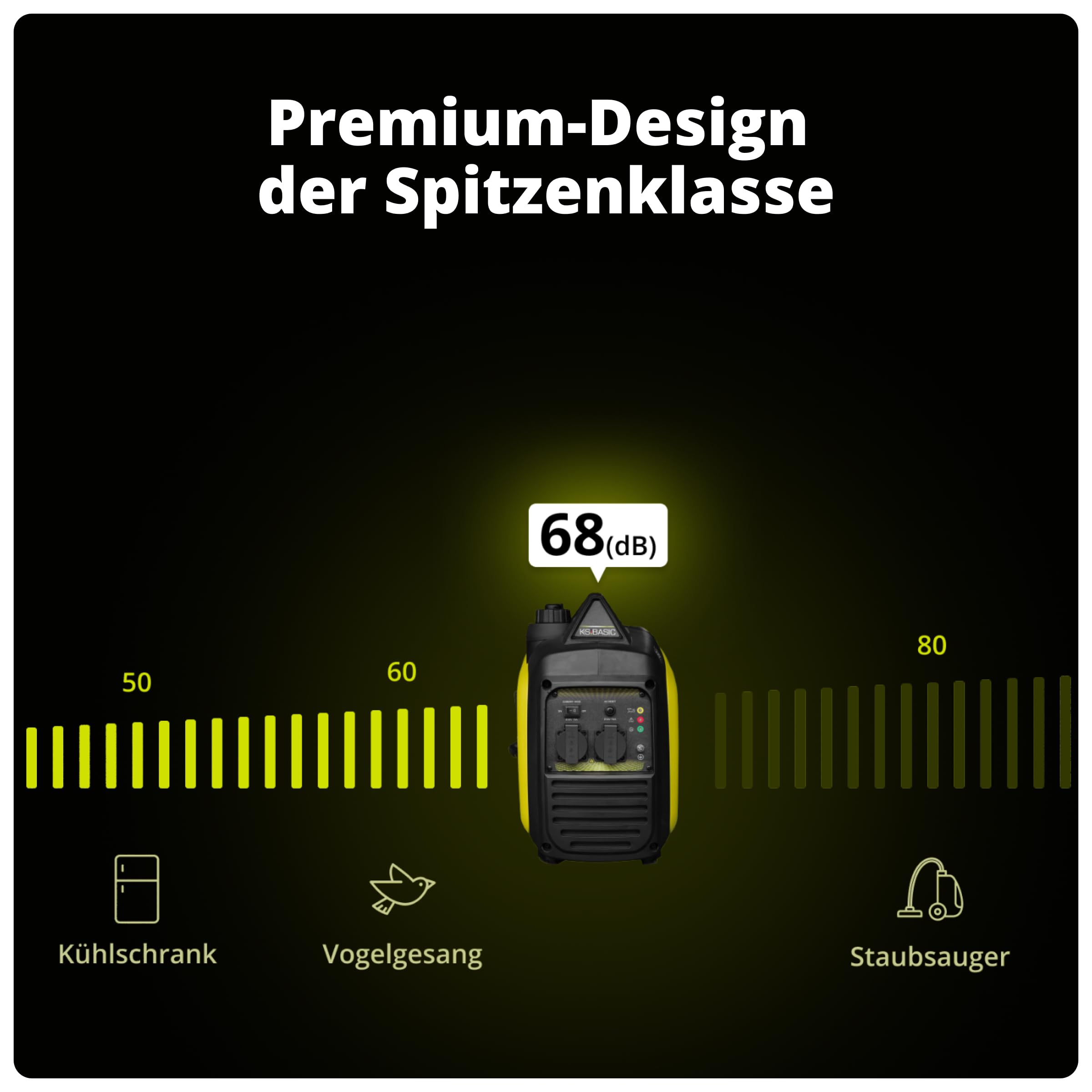 K&S BASIC KSB 33i S Inverter-Benzingenerator 3,3kW, stromerzeuger Inverter hat stabile Ausgangsspannung,schallgedämmten Gehäuse, Benzin notstromaggregat mit 100% Kupferwicklung,generator Inverter