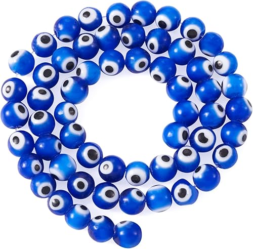 Miniatura 5 de Pandahall - Cuentas redondas de 1 hebra de ojo malvado de 0.157 pulgadas (0.157 in) de color mixto, cuentas espaciadoras sueltas para hacer pulseras