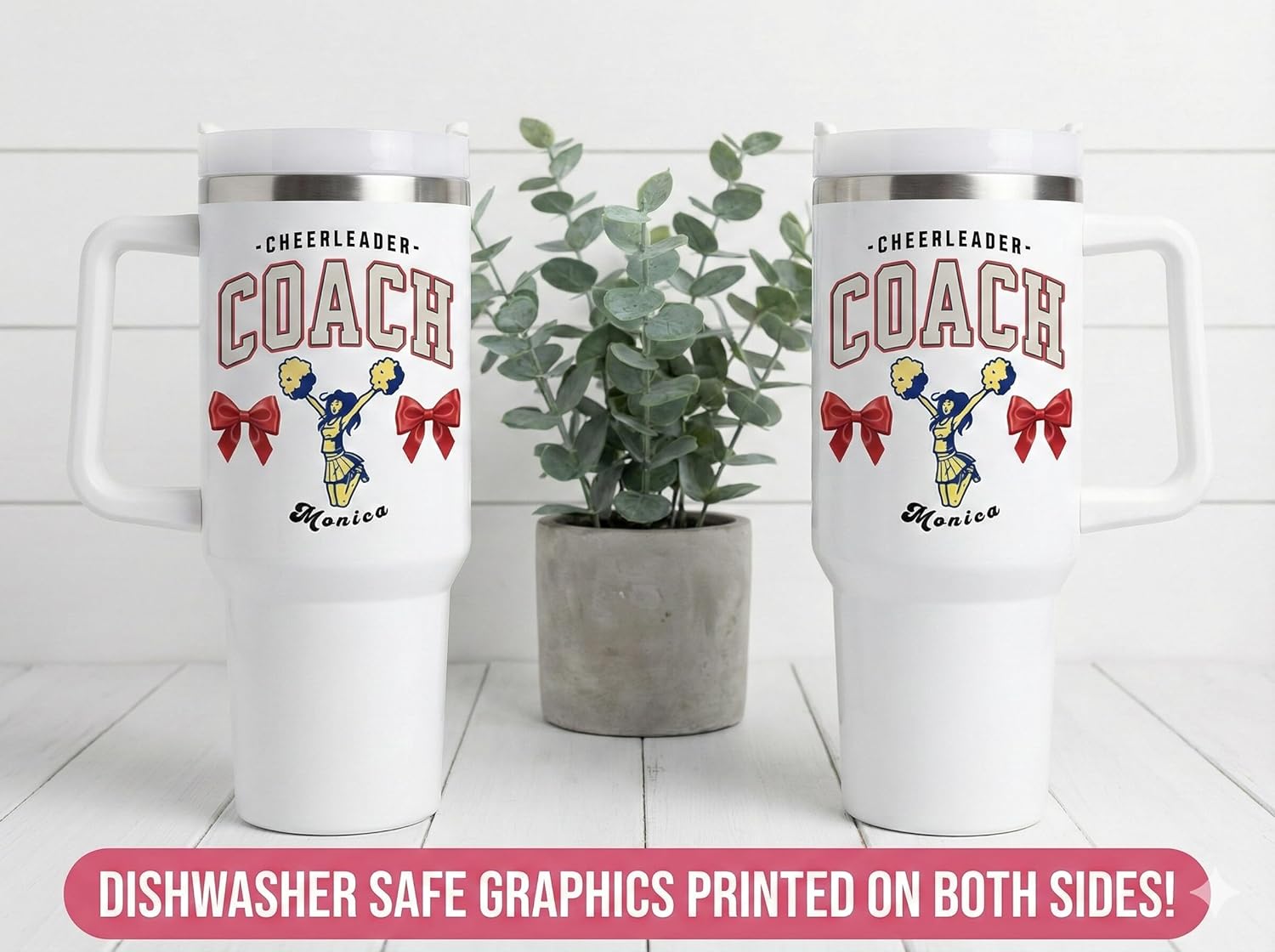 Personalized Cheer Coach Tumbler with Handle, Custom Cheer Coach Gift Personalized Travel Mug 40 oz, Cheerleader Tumbler with Lid and Straw, Cheerleading Coach Tumbler Cup - Image 6