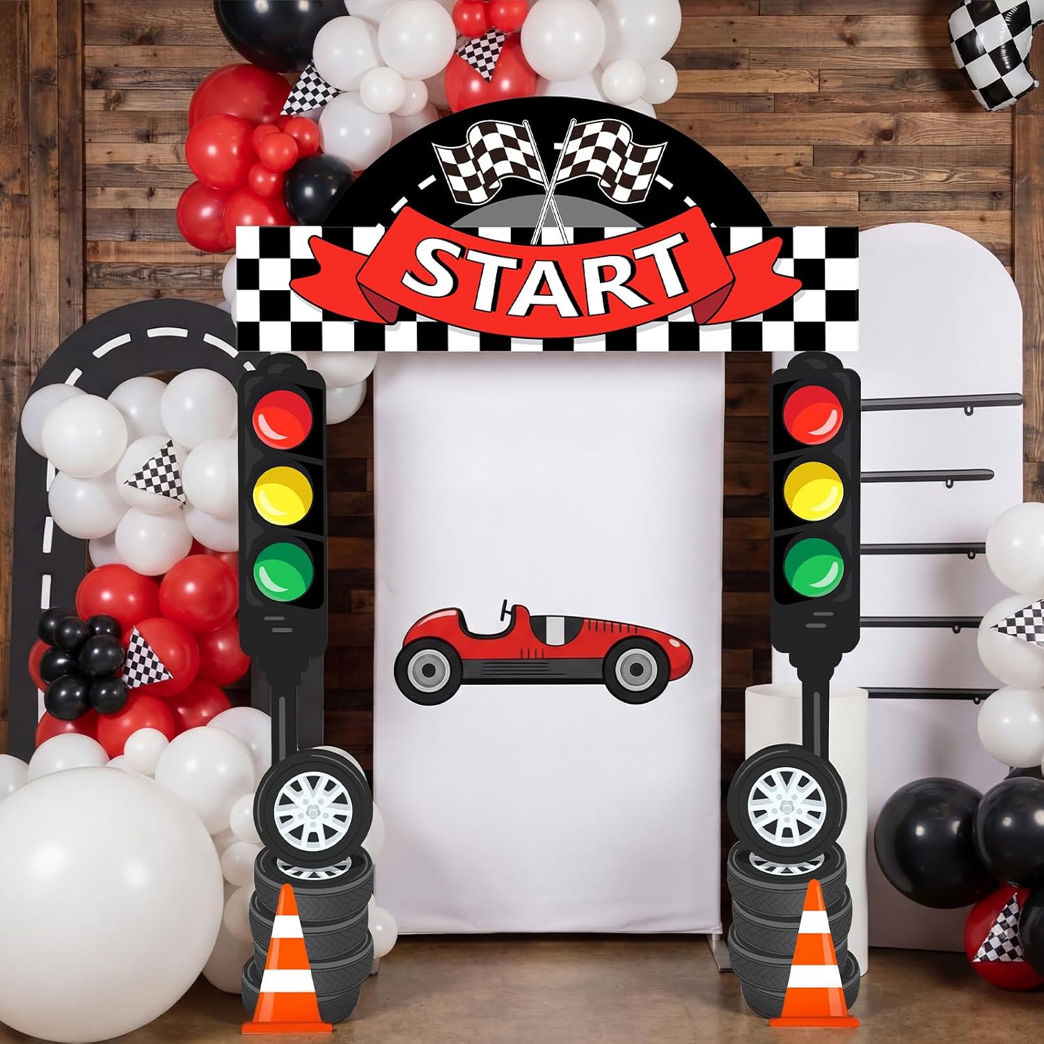 Peryiter 3 Pcs Race Car Birthday Party Decorations Racing Welcome Sign