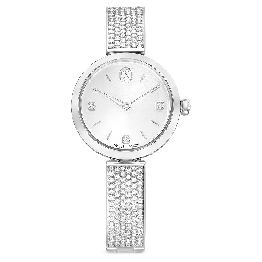 時計 Swarovski WATCH Crystalline delight watch, Swiss Made, Metal bracelet, Black