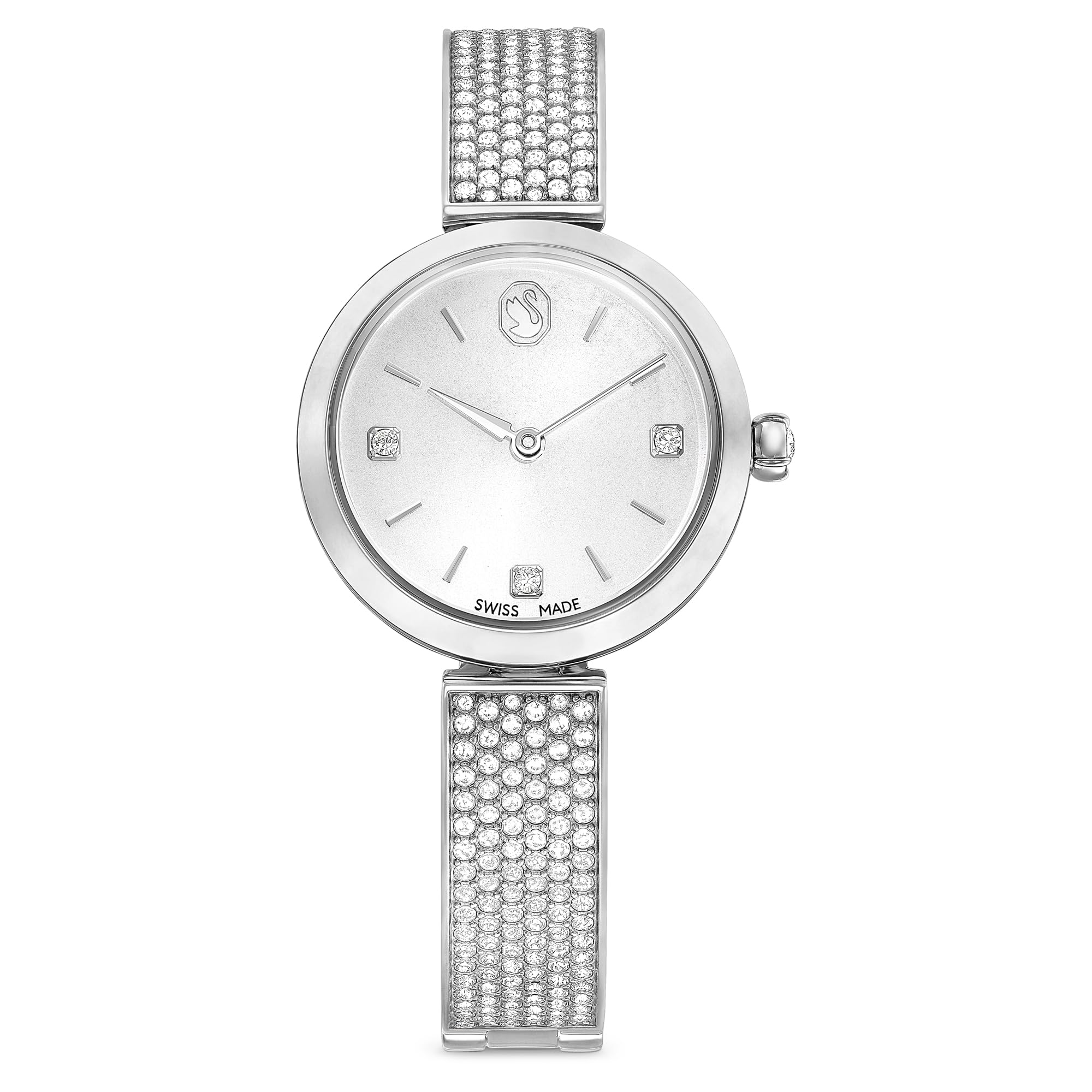 Swarovski Illumina Watch, Water-Resistant Swiss-Made Wristwatch with Silver-Tone Stainless Steel Finish and Metal Bracelet Strap, Part of The Illumina Collection
