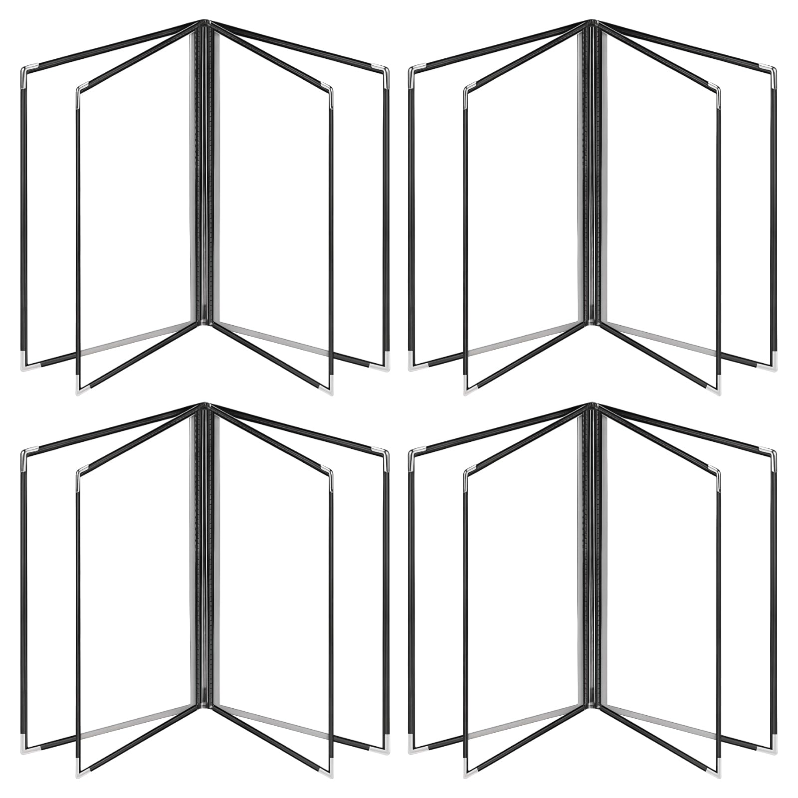 4 soportes transparentes de PVC para menús, carpetas de exhibición de restaurantes y cafeterías, bordes negros, impermeables, capacidad para 8 páginas