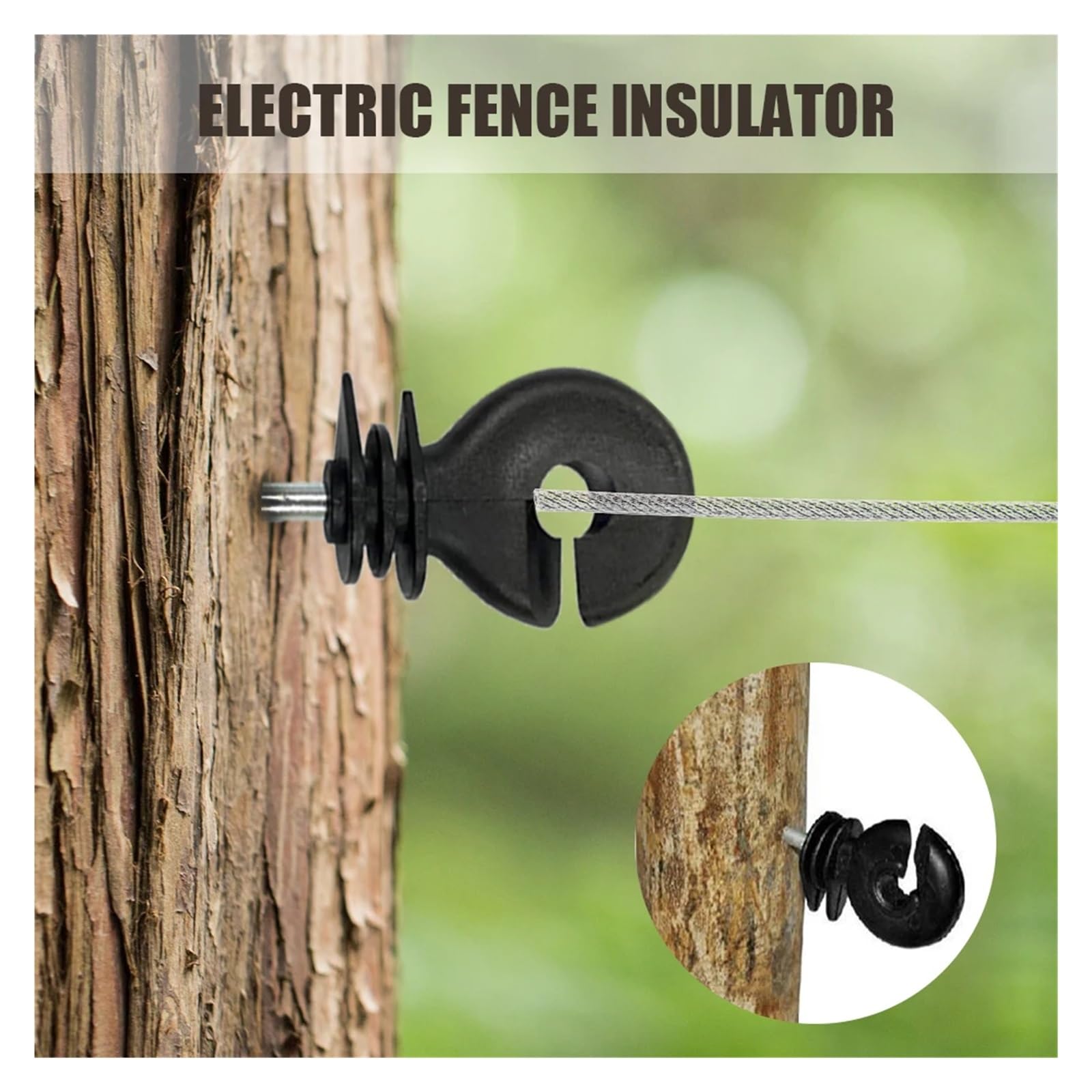 20 Pezzi isolatore for Recinzione elettrica isolatore avvitato Anello for Recinzione isolatori for Pali in Legno for la Recinzione degli Animali da Fattoria