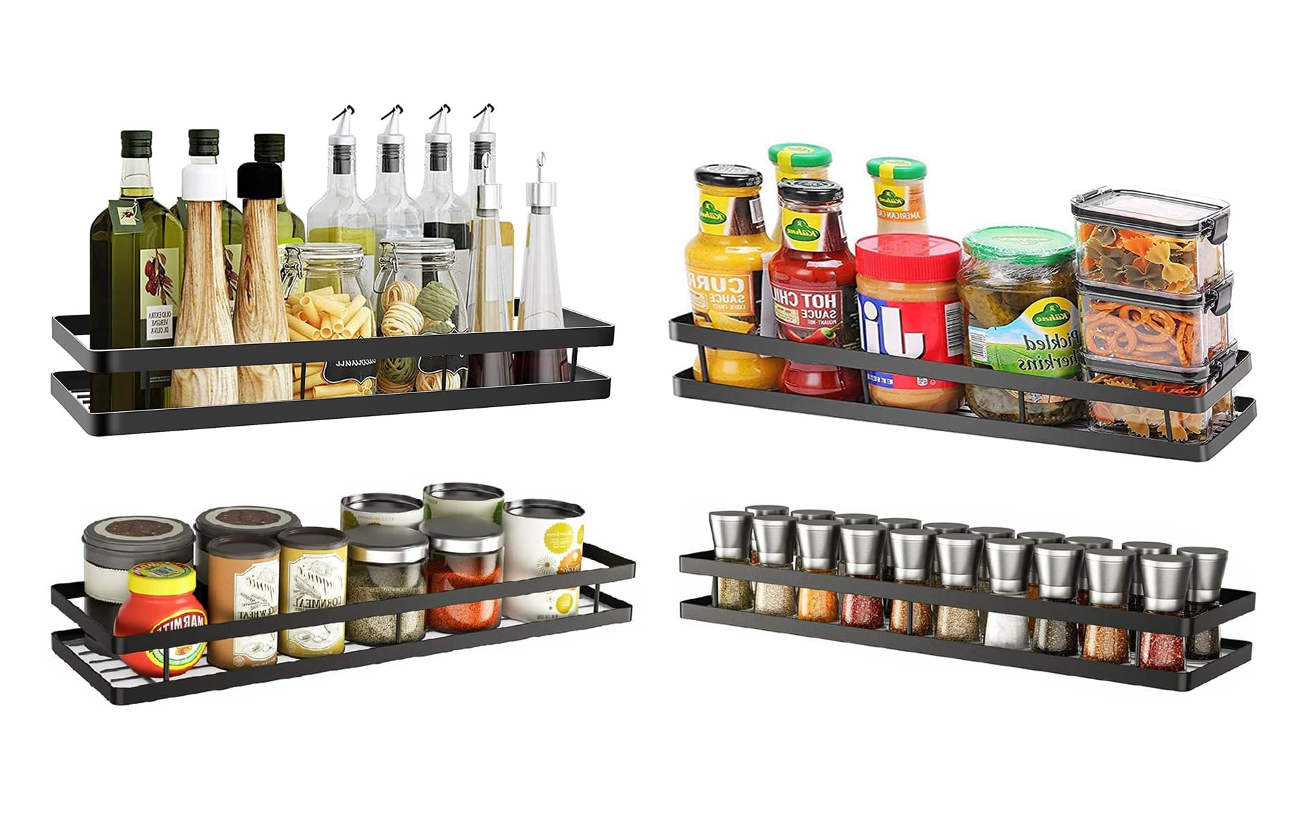 Vervique Emporium 4-Tier Wall Mounted Spice Rack Organizer – Heavy-Duty Metal Shelf for Kitchen, Pantry, Cabinet, Bathroom – Storage for Jars, Condiments, Seasoning & Bottles – Rustproof, Space-Saving-picture-16