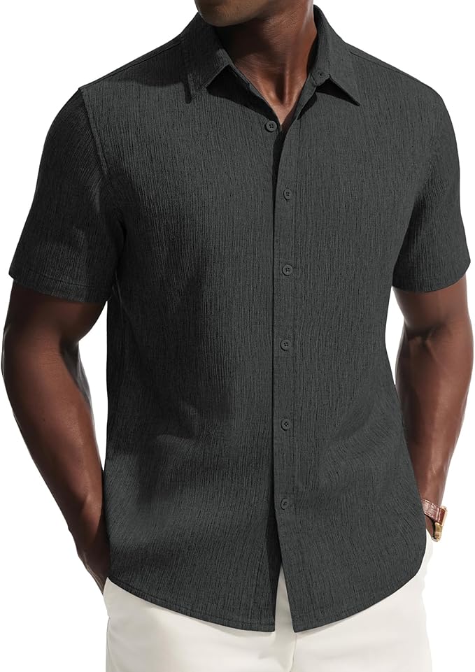 PJ PAUL JONES Mens Short Sleeve Button Down Shirt Casual Summer Shi...