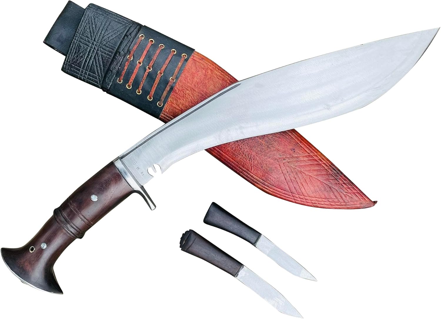 12" Hand Forged Full Tang Blade Service No 1 Guard Kukri, Military Khukuri-Traditional Nepali Knife with Rosewood Handle