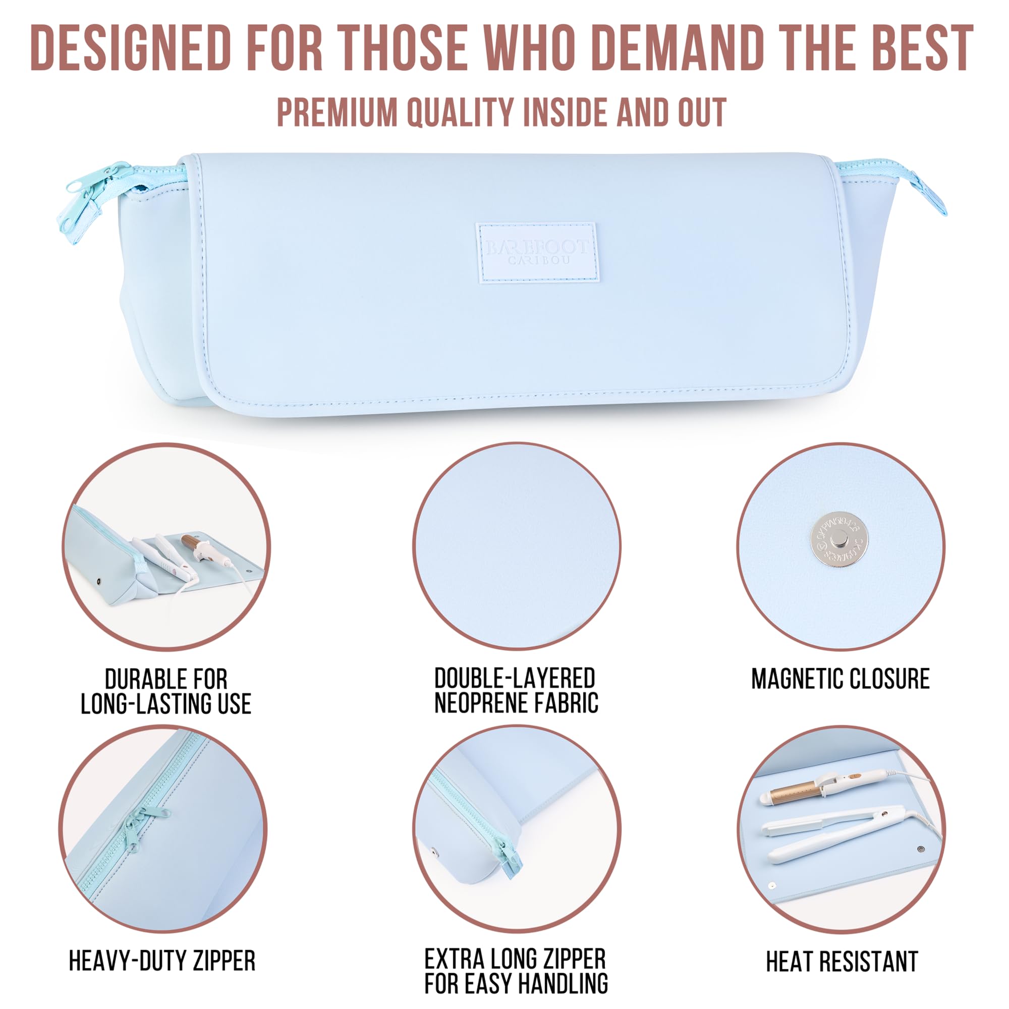 BAREFOOT CARIBOU Hair Tools Travel Bag and Heat-Resistant Mat