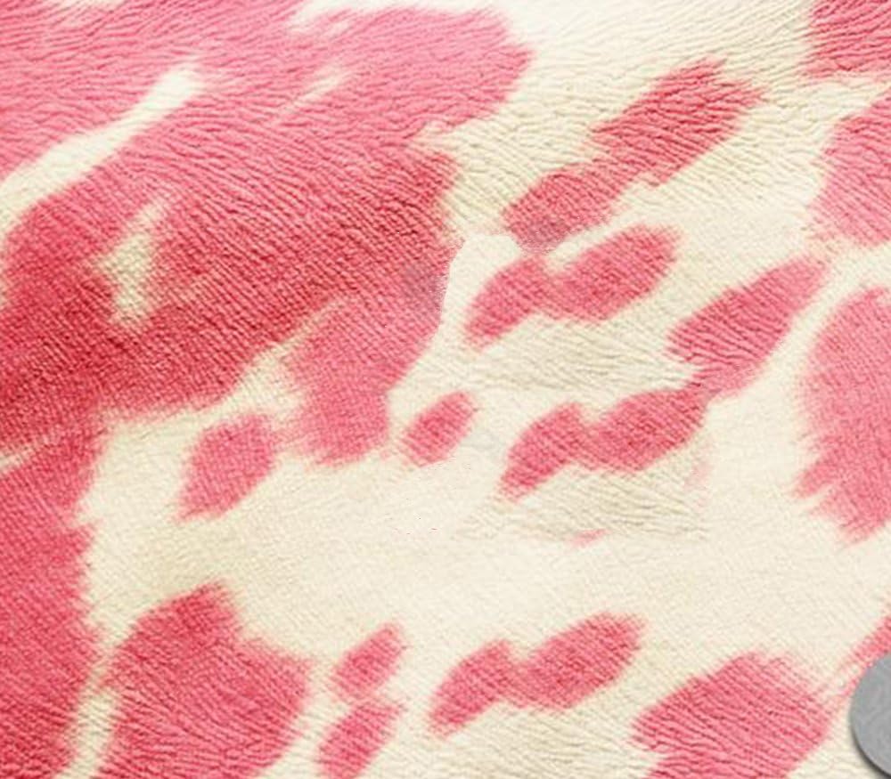 Suede Velvet Fabric Udder Madness Upholstery Cow Print 54" Wide Sold by The Yard (Pink)