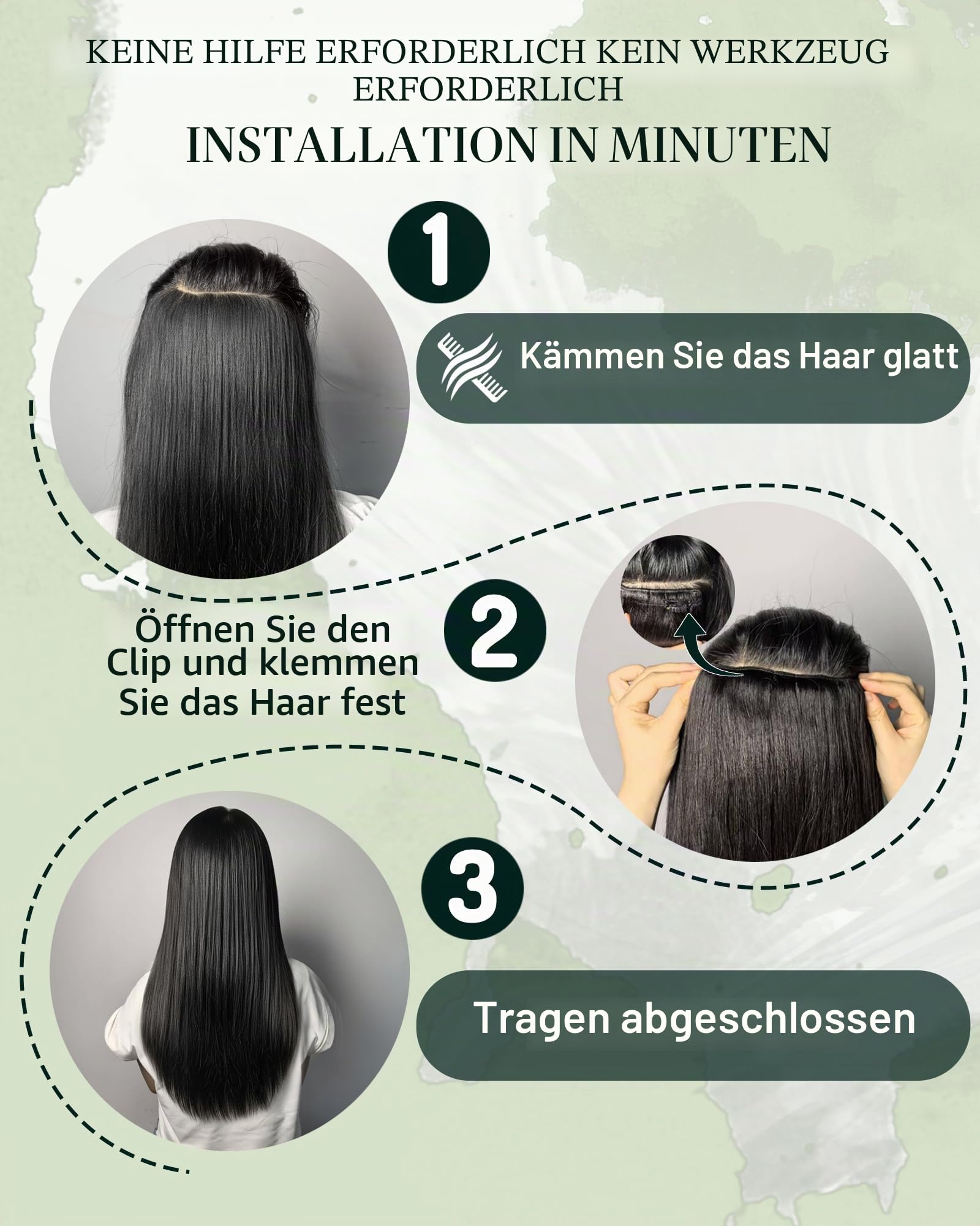 RUNATURE Clip in Extensions Echthaar Braun Hervorheben 45cm 7pcs 120g #10P16