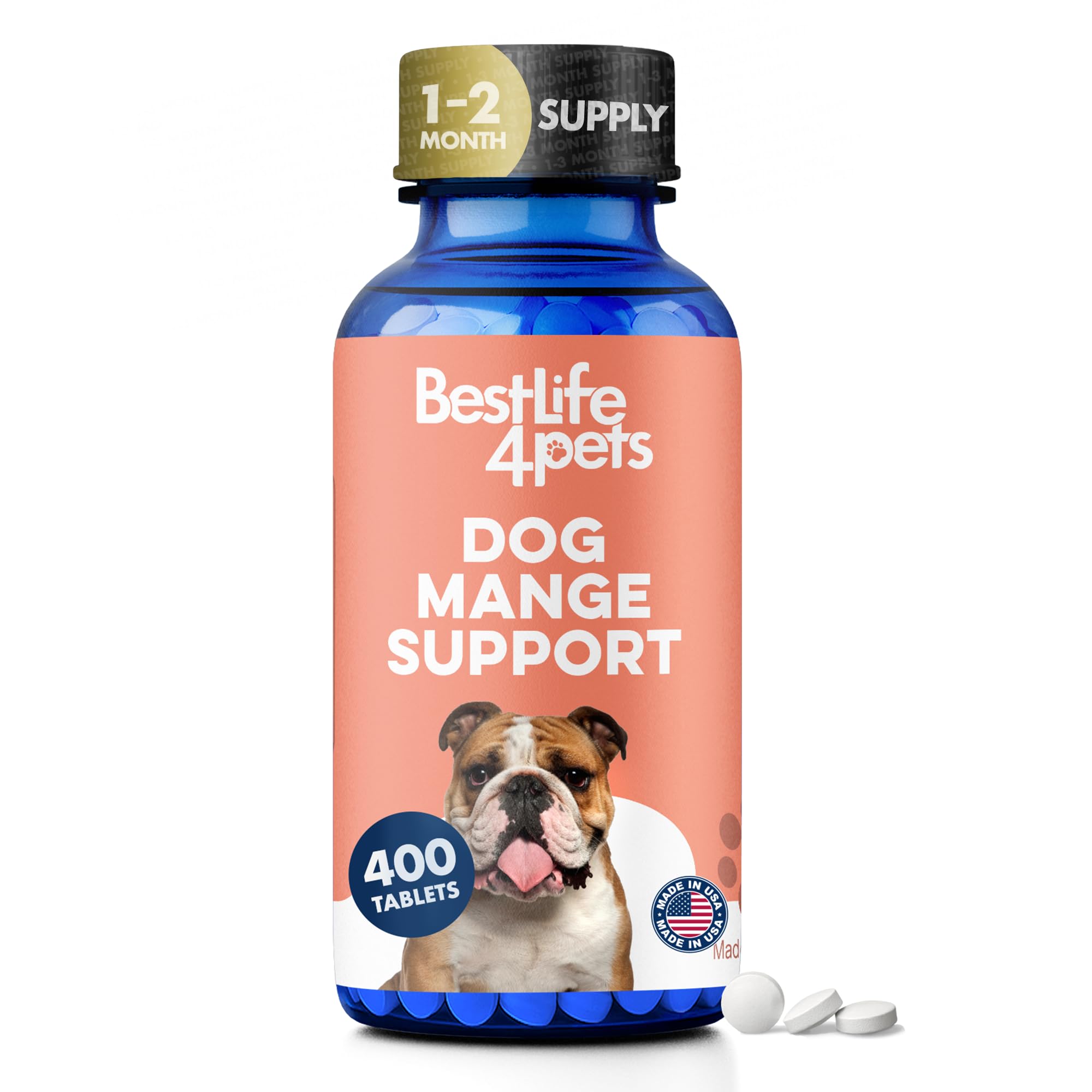 BestLife4Pets Demodectic Mange Relief for Dogs - All Natural Healthy Coat and Itch Relief for Puppy Mange, Canine Scabies and Walking Dandruff on Skin Pills