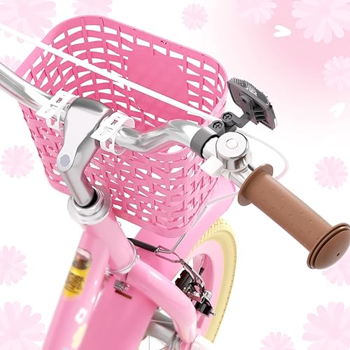 Miniatura 7 de Glaf Bicicleta para niñas de 3-5, 12, 14, 16 pulgadas, con ruedas de entrenamiento y asiento de muñeca de bebé, bicicleta para niños de 2 a 9 años,