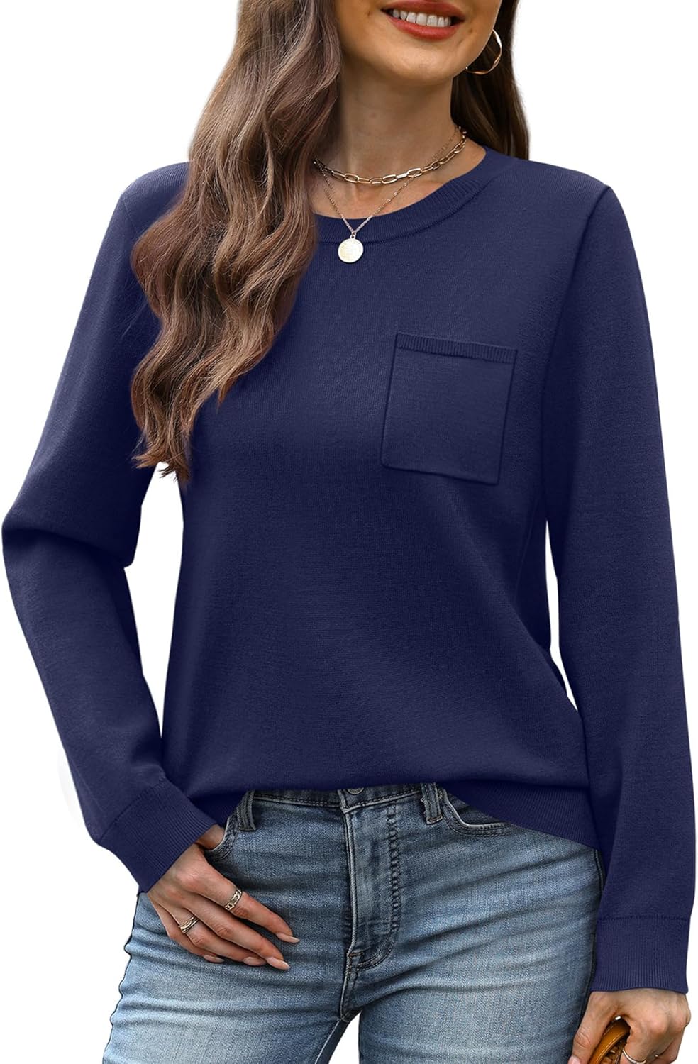 OFEEFAN Sweaters for Women Knitted Ribbed Casual Long Sleeve Crew Neck Pullover Basic Fall Fashion Outfits Tops 2025 - Image 2