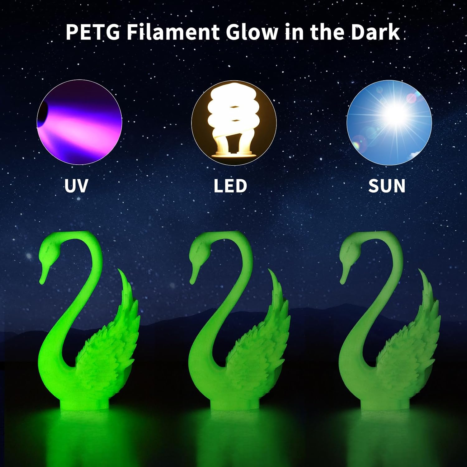 iSANMATE Glow in The Dark PETG Filament, Green Luminous Filament 1.75mm, Easy to Print PETG Filament, Ideal for Halloween, Christmas & Fall Pumpkin Decorations, 1KG/Spool - Image 5