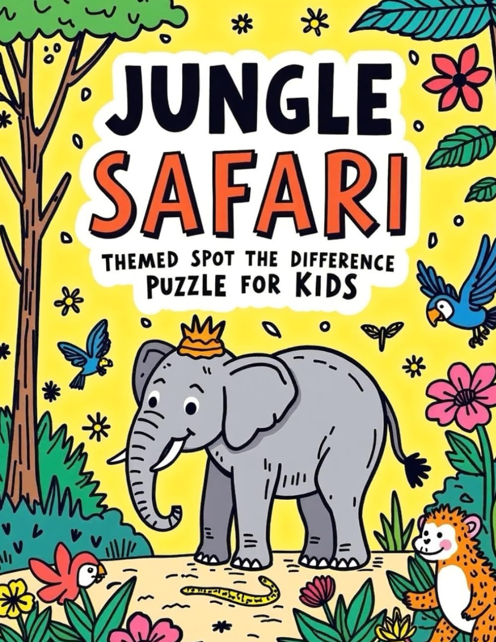 Jung Safari Themed Spot The Difference Puzzle for Kids