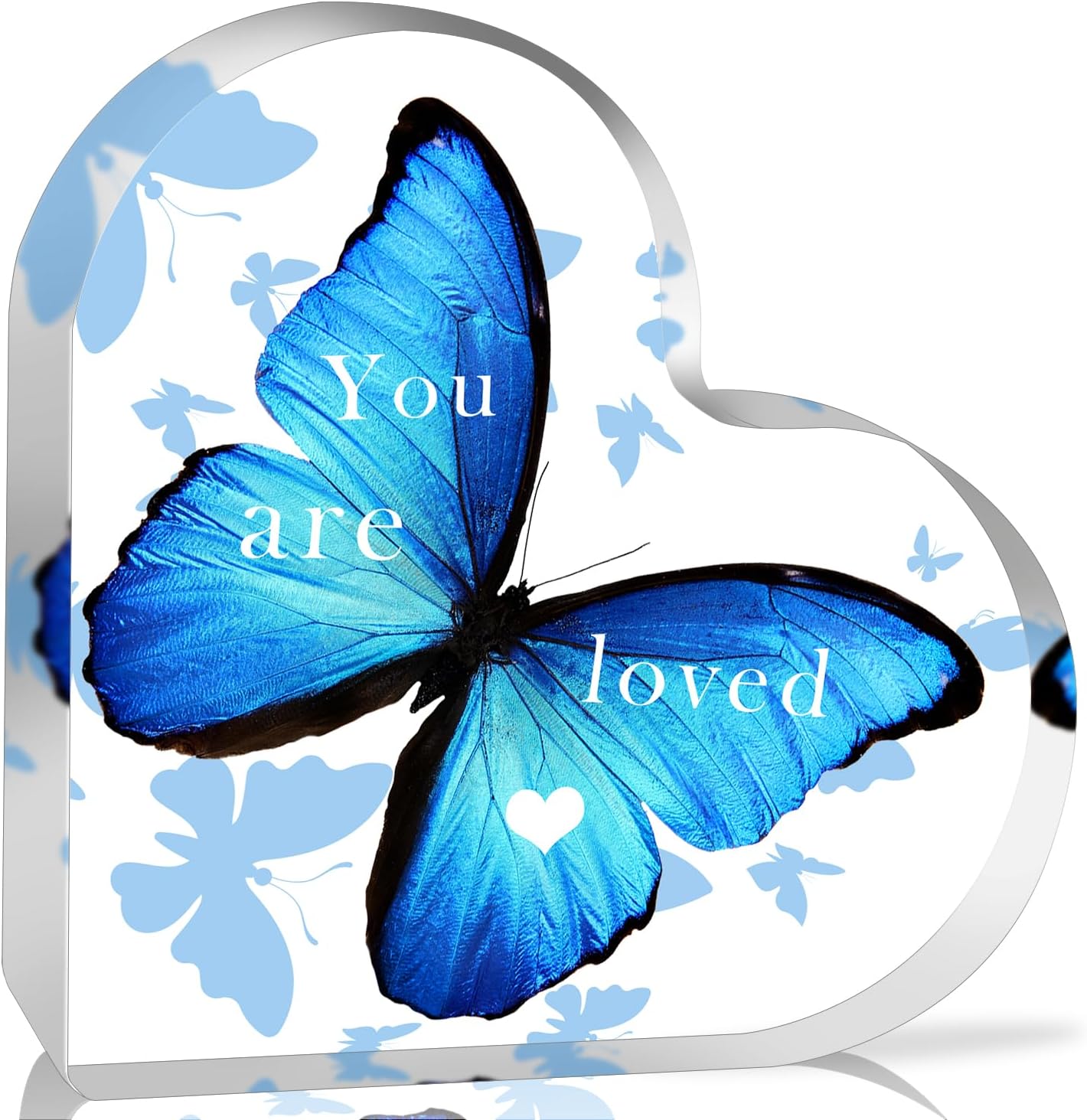 Butterfly Gifts for Women Butterflies Inspirational Desk Decor Acrylic Heart Shaped Keepsake Tables Centerpiece Appreciation Gift Best Birthday Christmas Gifts Idea Thank You Gift You Are Loved Gifts