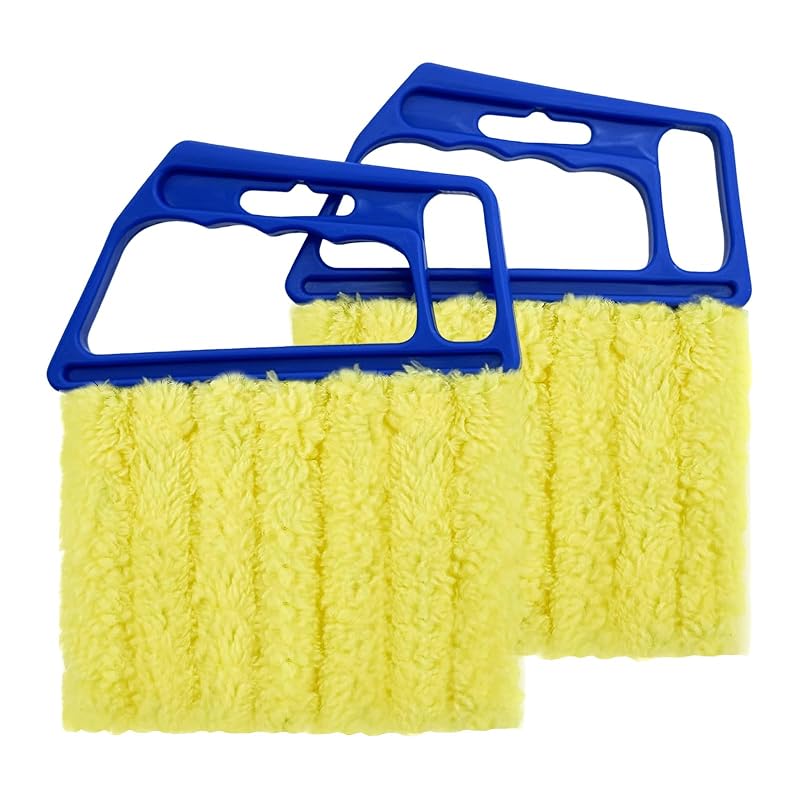 Escova Espanadora para Persianas com 7 Dedos, Cabeça Flexível e Lavável Gusruvti Azul, Kit com 2 unidades