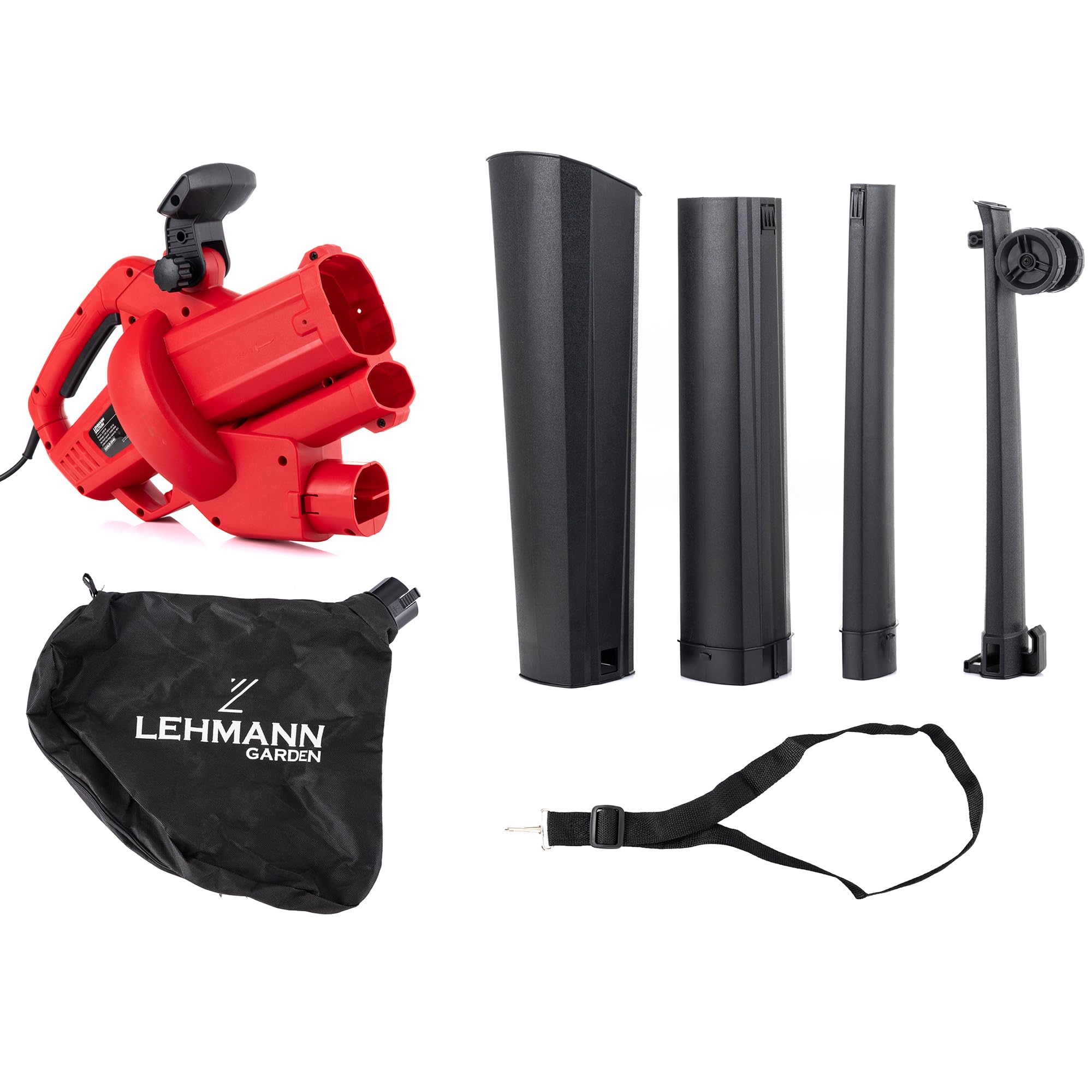 LEHMANN Soffiatore Elettrico a Filo 3 in 1, Aspiratore Foglie da Giardino con Trituratore, 3500W, Velocità 270 km/h, 15.000 giri/min, Sacco Raccoglifoglie 40L, Leggero con Tracolla & Ruote
