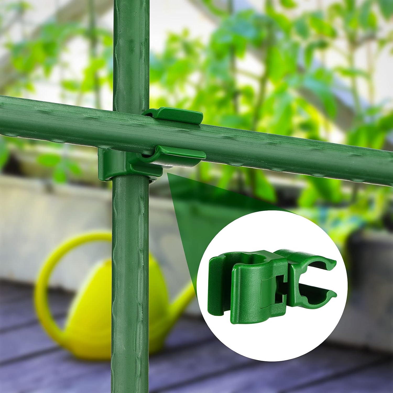 75 Pieces Adjustable Plant Trellis Connector Clip Plastic Connector Stakes Garden Plastic A-Type Connecting Joint Buckle Clip for Gardening Metal Steel Plant Supports (11 mm)