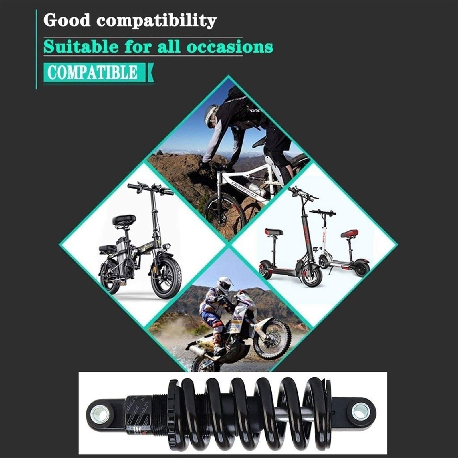 Amortiguador Trasero de Bicicleta Muelle MTB 125/150/165/190 mm GS-121A, 100 a 2000 Lbs Amortiguador de suspensión