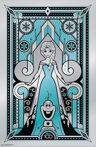 Miniatura 2 de Trends International Disney 100th Anniversary - Póster de pared de Elsa Deco-Luxe de 14.72 x 22.37 pulgadas, lienzo estirado