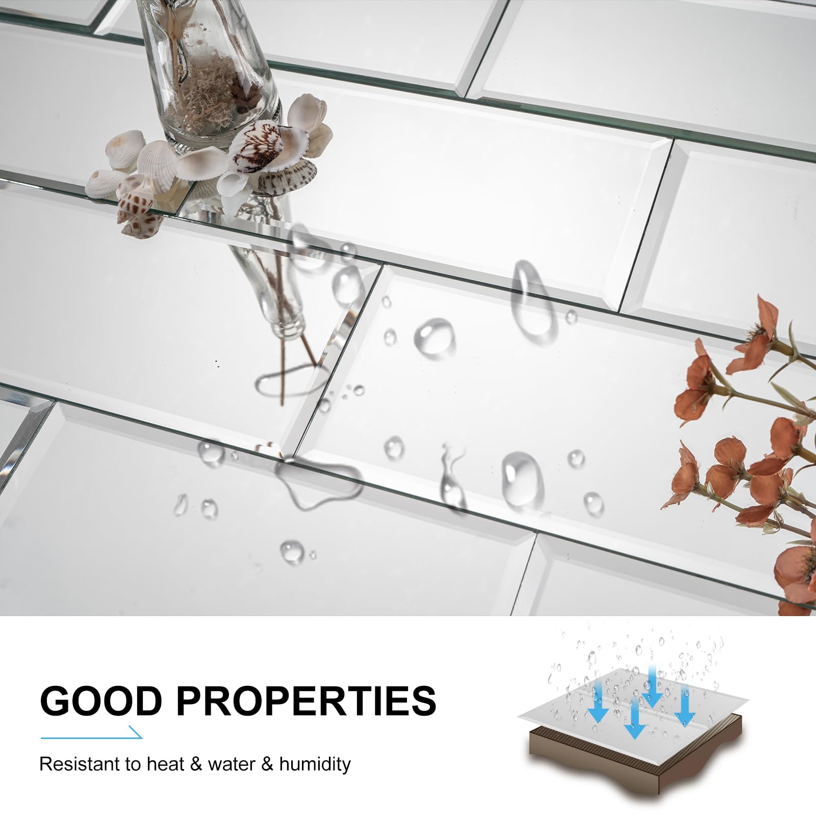 Peel And Stick Silver Bling Mirror Glass Mosaic Tile For Kitchen Wall - View #2