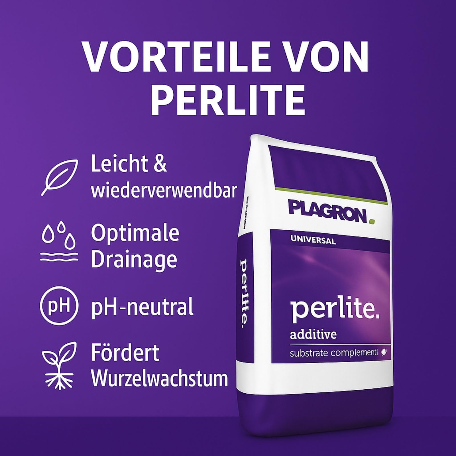 Weedness Plagron Perlite 60 Liter - Perlite für Pflanzen Drainage Vulkangestein Anbau Blumenerde Erde Substrat