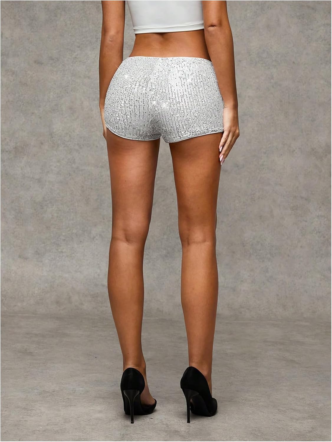 SHENHE Women's Sparkly Sequin Shorts Sexy Low Rise Y2k Party Rave Hot Pants Booty Shorts - Image 2