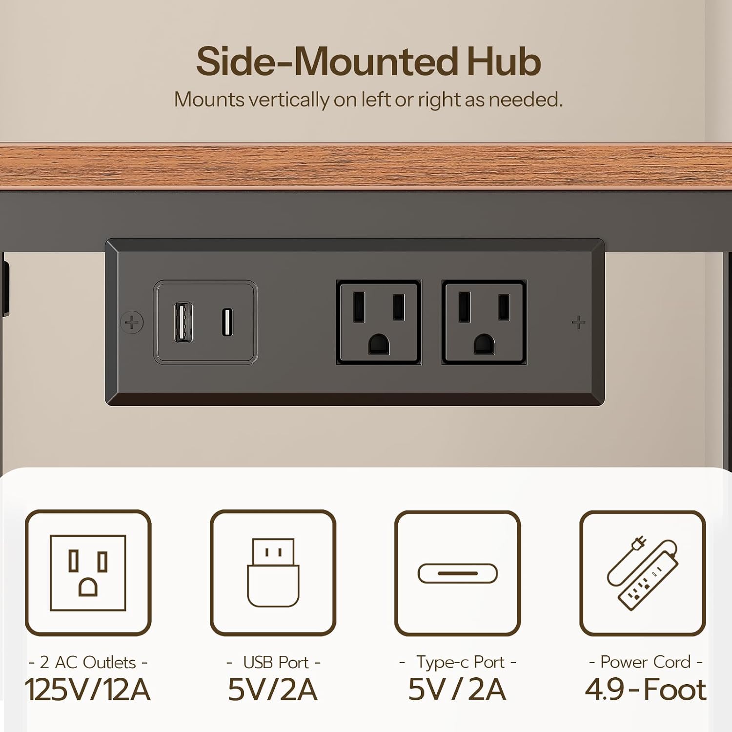HOOBRO Small Computer Desk, 28.3" Desk for Small Spaces, Office Desk with Power Outlet & Adjustable Monitor Stand, Compact Desk with Storage, Writing Table for Bedroom, Office, Rustic Brown BF38UDN01