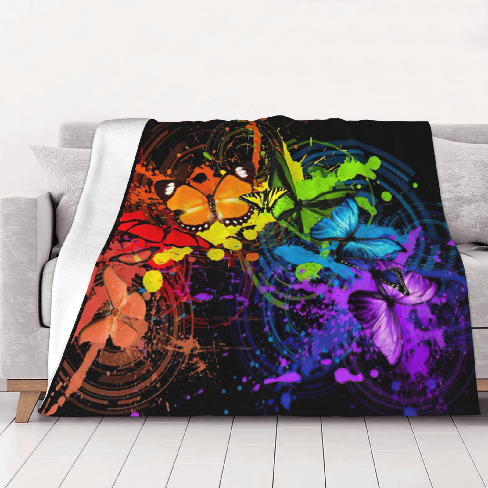 Couverture en flanelle imprimé papillon pour des soirées cocooning